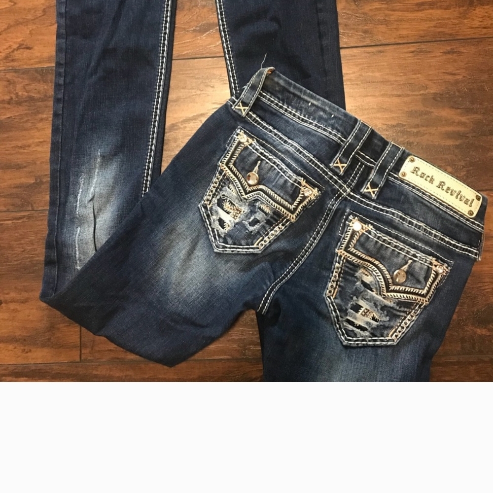 Rock Revival Women's Straight Leg Jeans in Blue